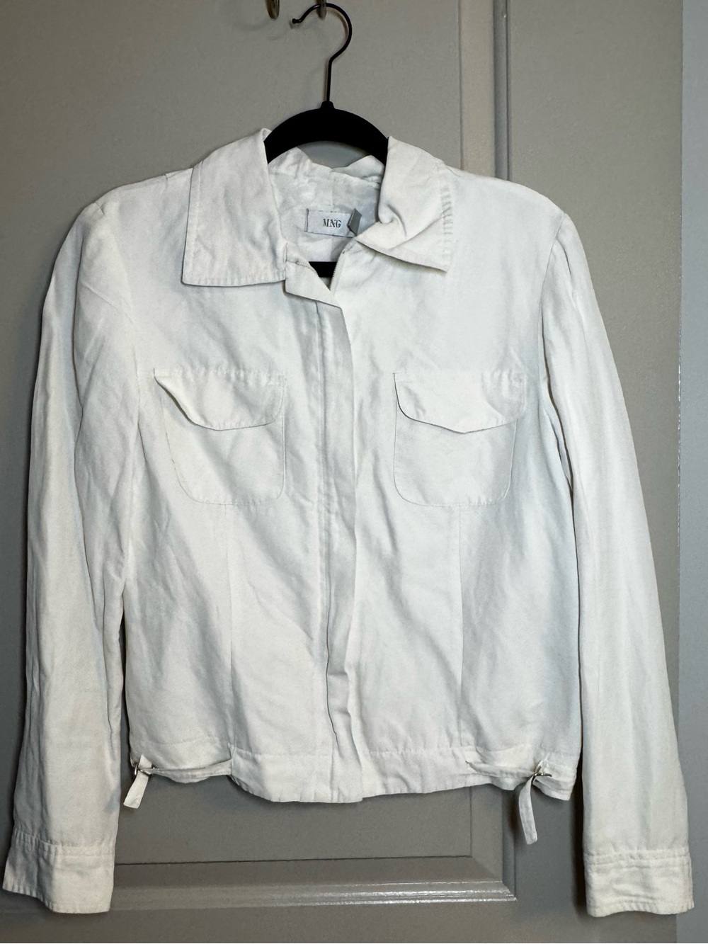 Mango White Women's Utility Jacket with Flap Pockets